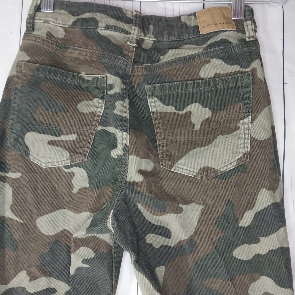 AMERICAN EAGLE Camouflage Super Stretch Corduroy Retro Edgy Festival Pants - Picture 10 of 15